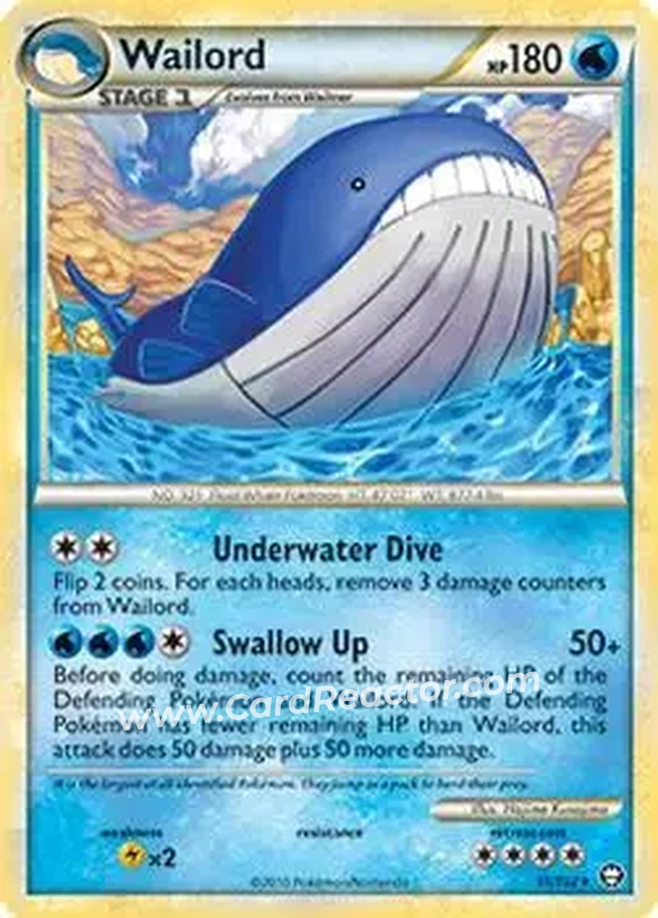 2010 Pokemon HeartGold & SoulSilver Triumphant #31/102 - Wailord ex - Front