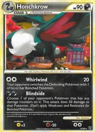 2010 Pokemon HeartGold & SoulSilver Undaunted #15/90 - Honchkrow
