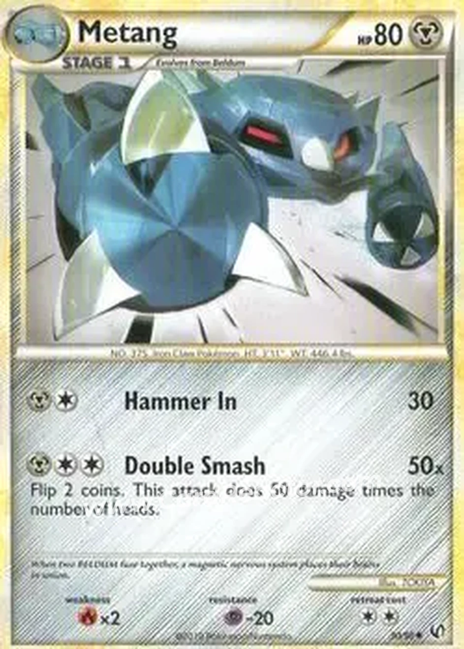 2010 Pokemon HeartGold & SoulSilver Undaunted #30/90 - Metang - Front
