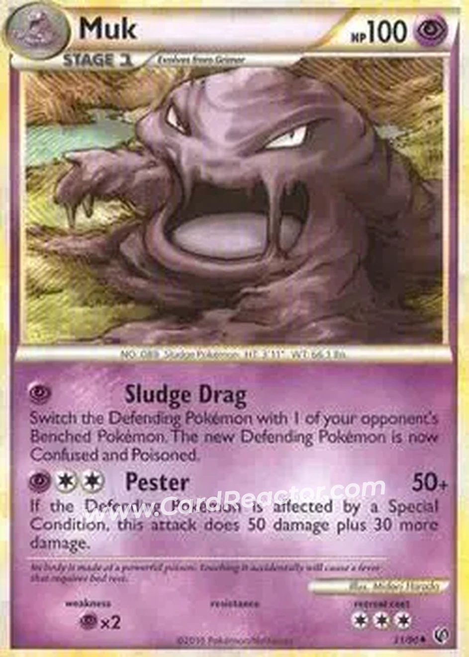 2010 Pokemon HeartGold & SoulSilver Undaunted #31/90 - Muk - Front