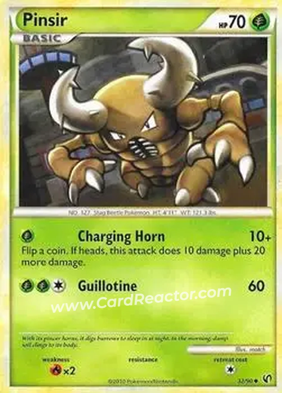 2010 Pokemon HeartGold & SoulSilver Undaunted #32/90 - Pinsir - Front