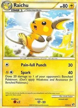 2010 Pokemon HeartGold & SoulSilver Undaunted #33/90 - Raichu