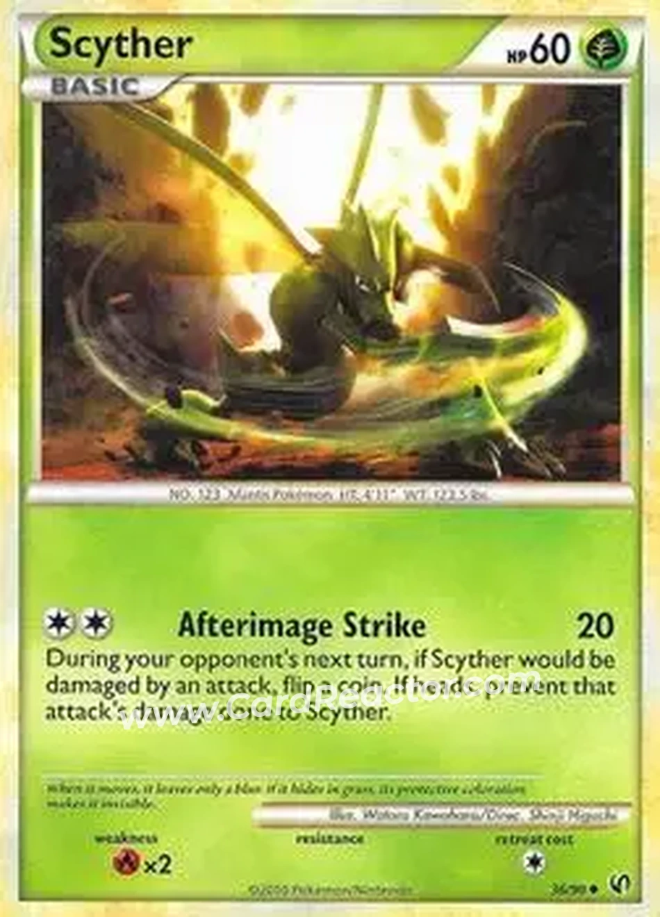 2010 Pokemon HeartGold & SoulSilver Undaunted #36/90 - Scyther - Front