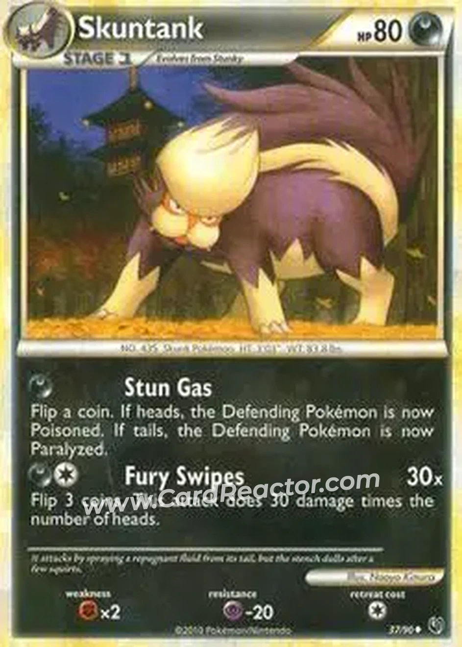 2010 Pokemon HeartGold & SoulSilver Undaunted #37/90 - Skuntank - Front