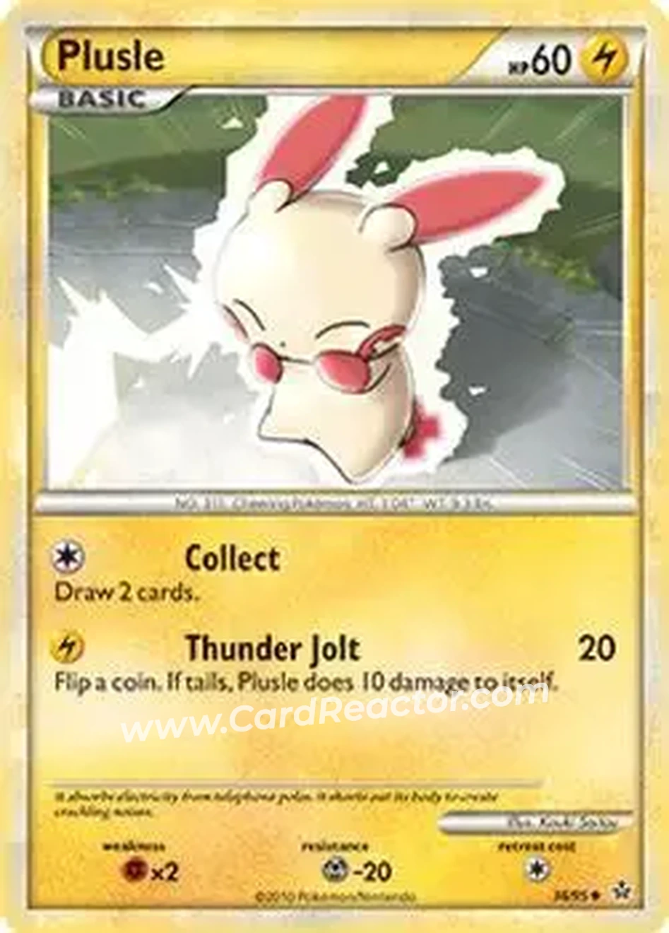 2010 Pokemon HeartGold & SoulSilver Unleashed #36/95 - Plusle - Front