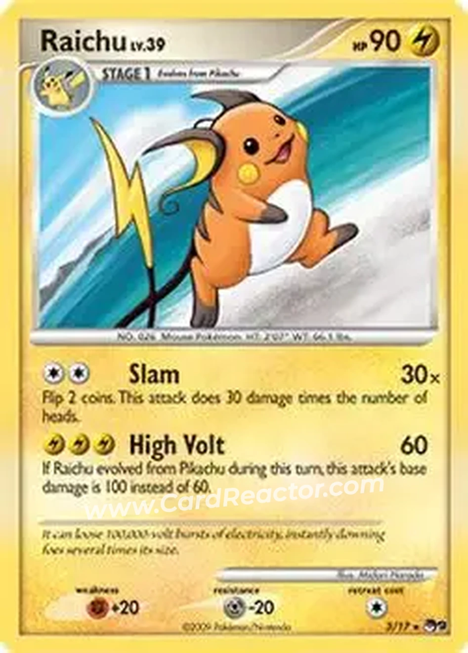 2009 Pokemon Organized Play Series 9 #3/17 - Raichu - Front