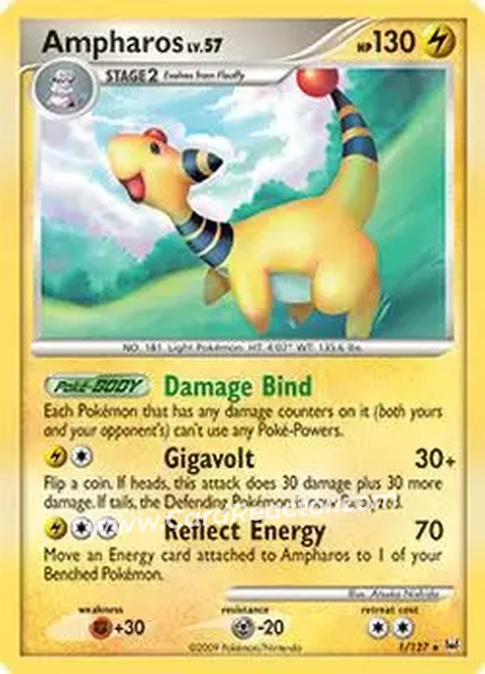 2009 Pokemon Platinum #1/127 - Ampharos - Front