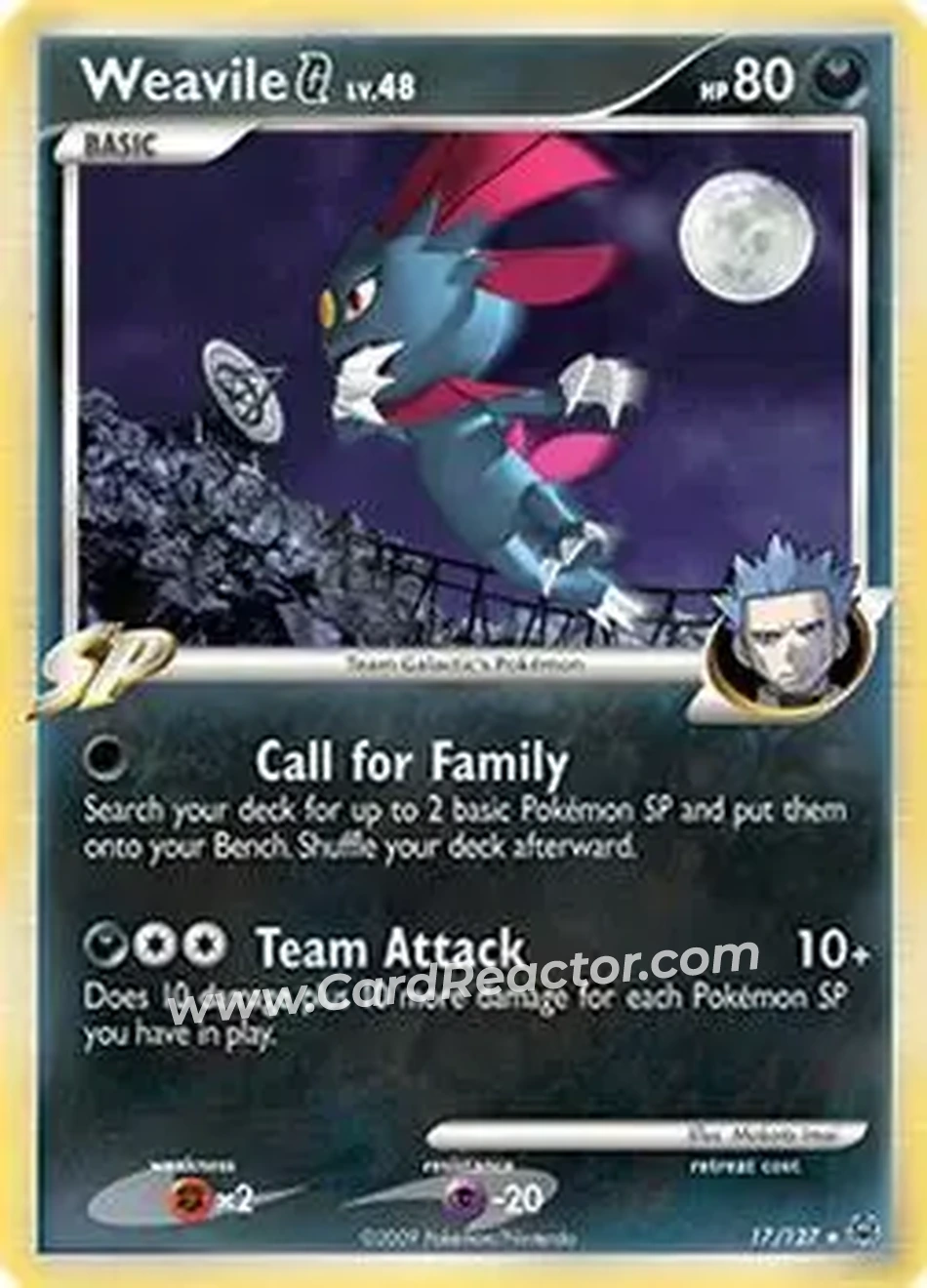 2009 Pokemon Platinum #17/127 - Weavile - Front