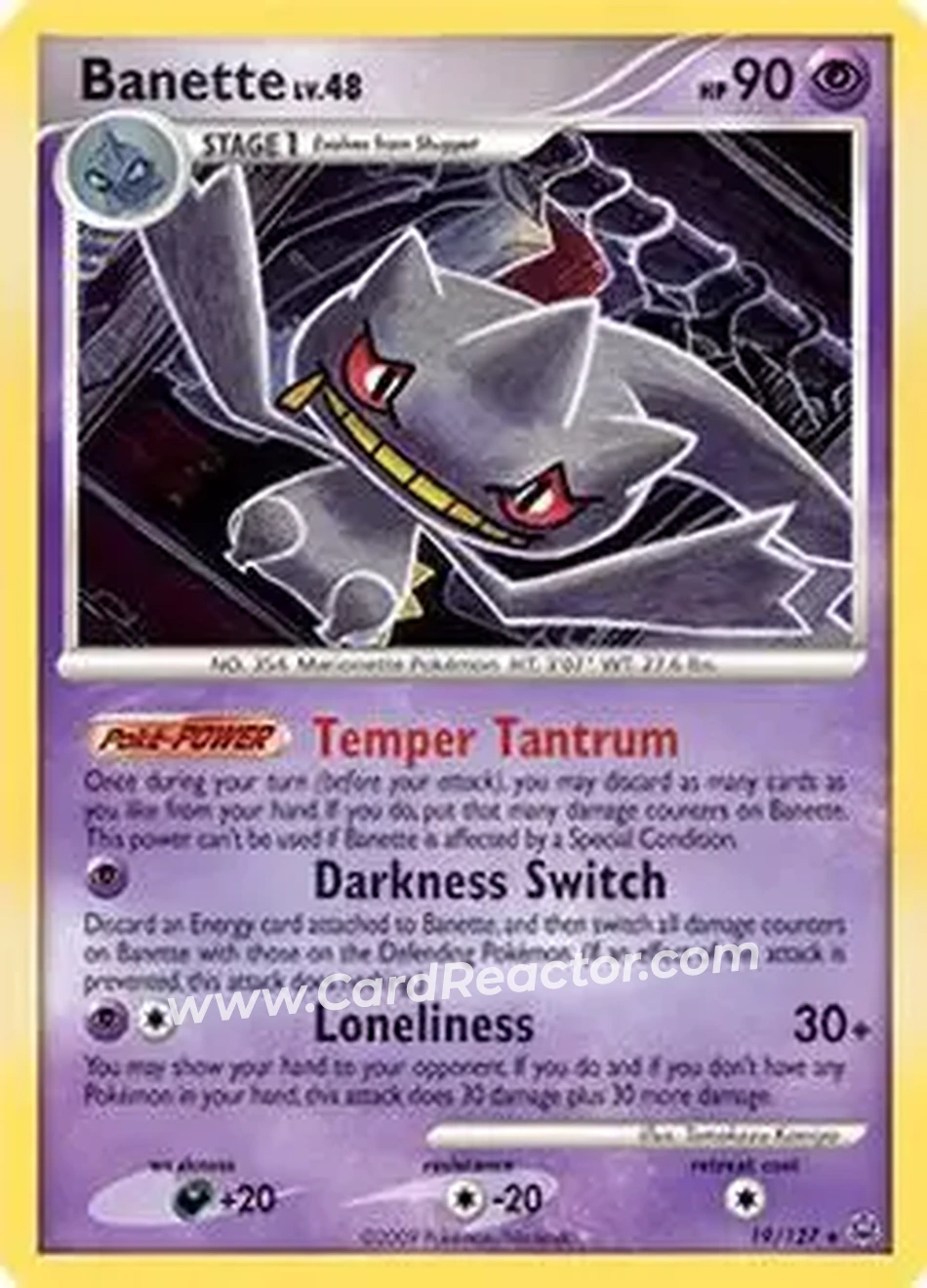 2009 Pokemon Platinum #19/127 - Banette - Front
