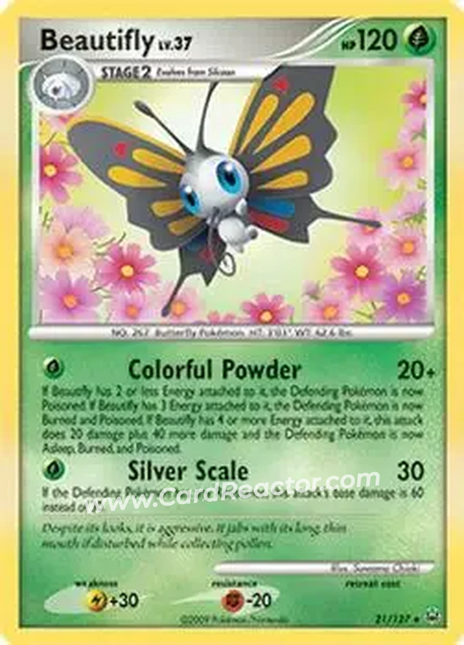2009 Pokemon Platinum #21/127 - Beautifly - Front