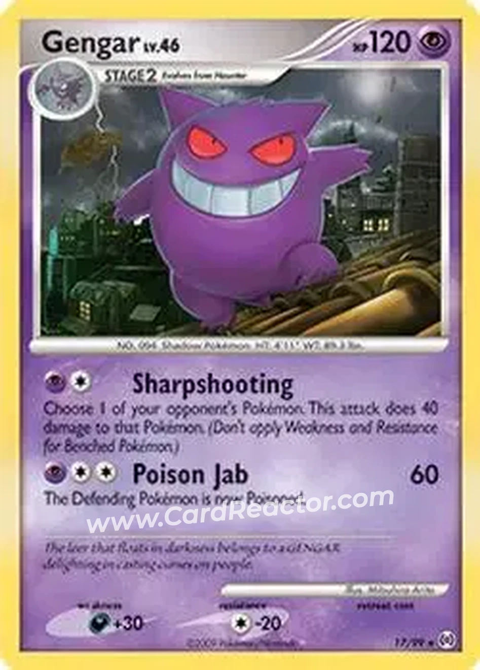 2009 Pokemon Platinum Arceus #17/99 - Gengar - Front