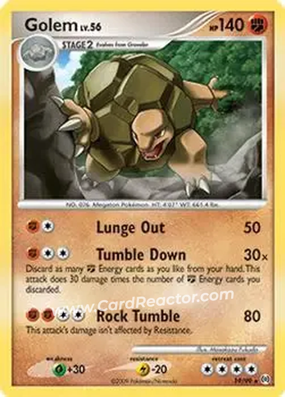 2009 Pokemon Platinum Arceus #19/99 - Golem - Front