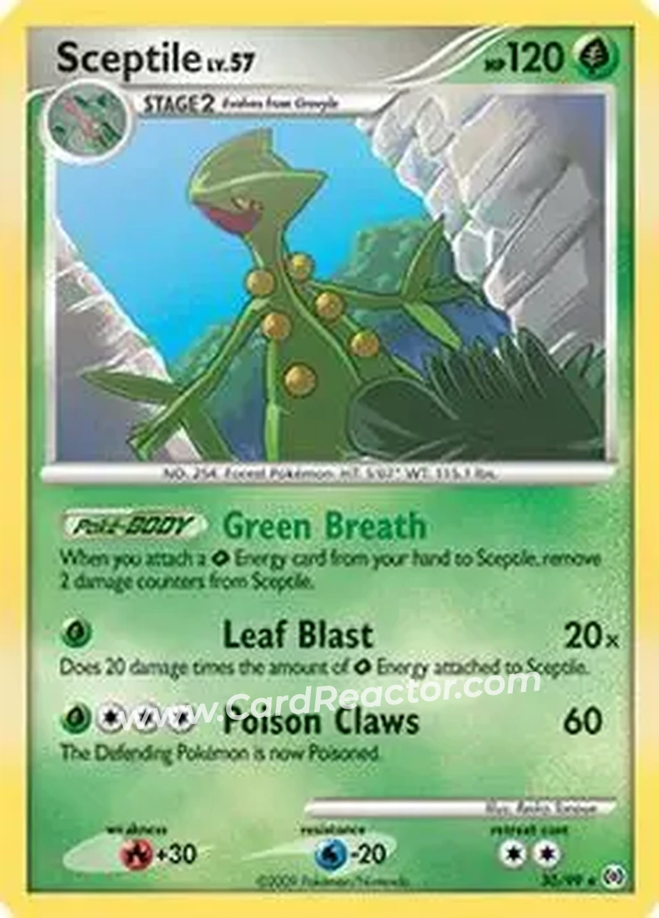 2009 Pokemon Platinum Arceus #30/99 - Sceptile GX - Front