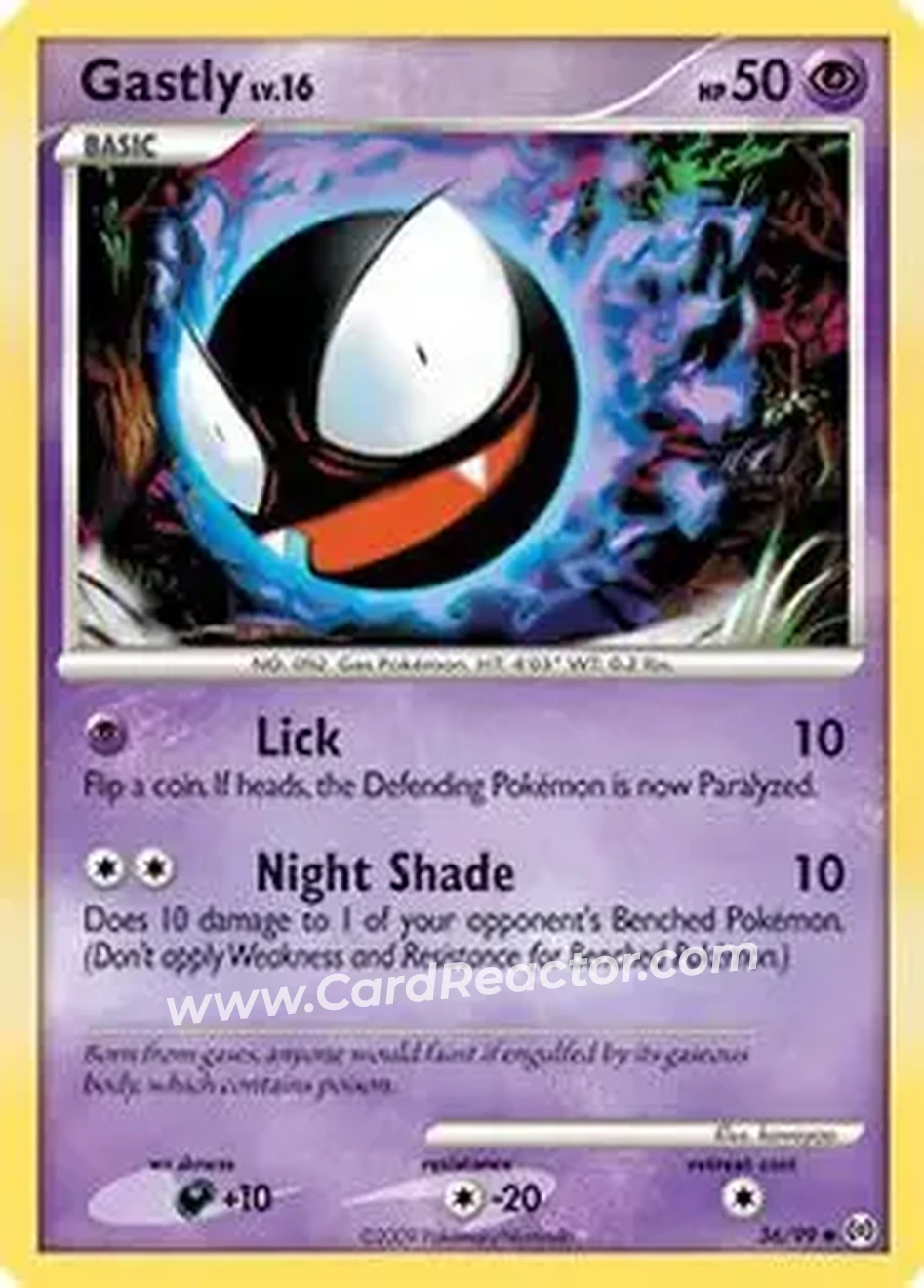 2009 Pokemon Platinum Arceus #36/99 - Gastly - Front