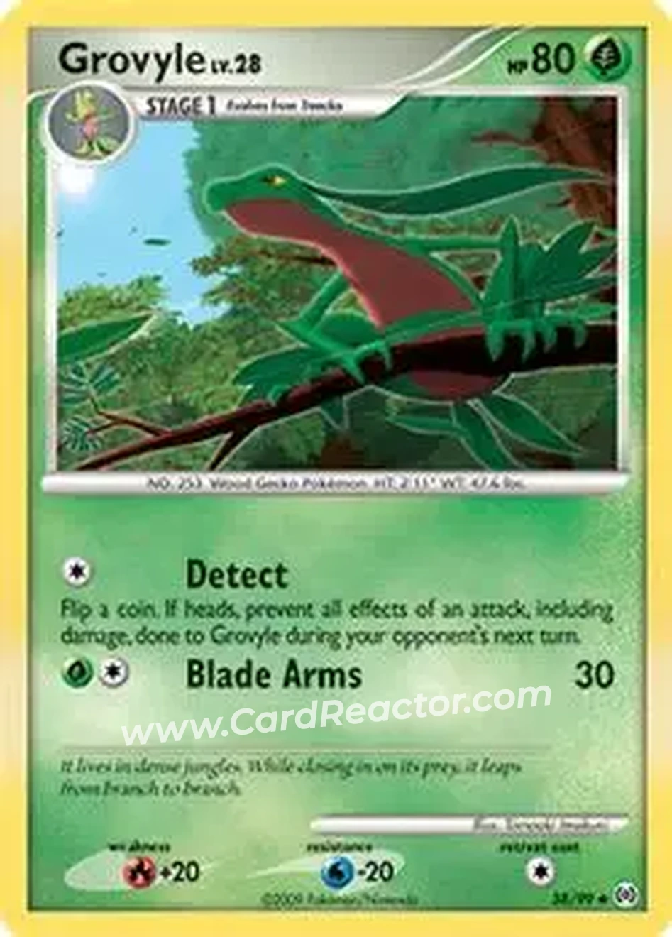 2009 Pokemon Platinum Arceus #38/99 - Grovyle - Front