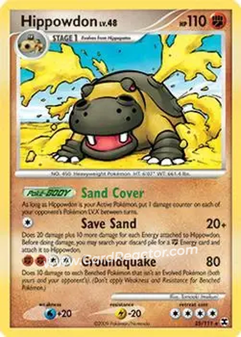 2009 Pokemon Platinum Rising Rivals #25/111 - Hippowdon - Front