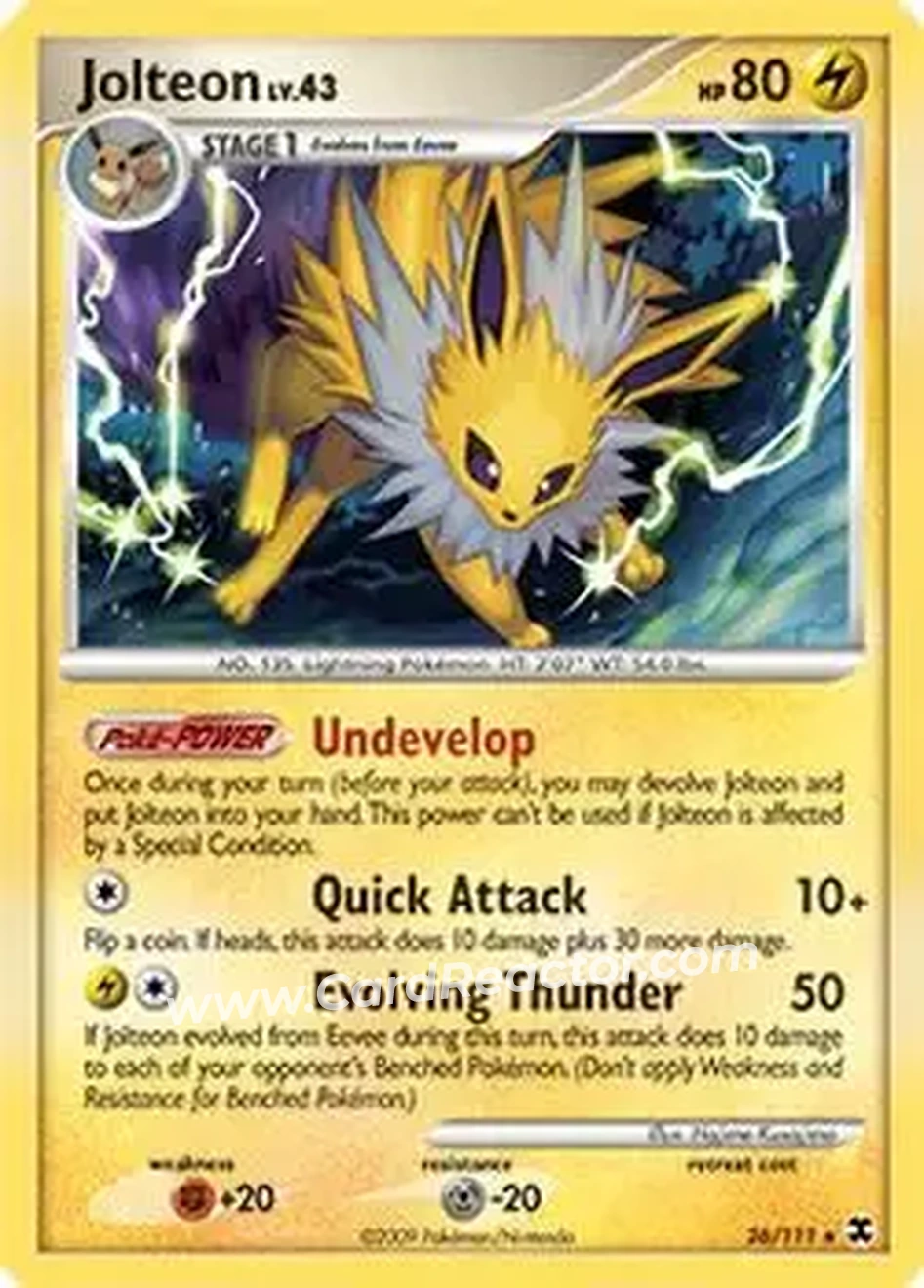 2009 Pokemon Platinum Rising Rivals #26/111 - Jolteon - Front