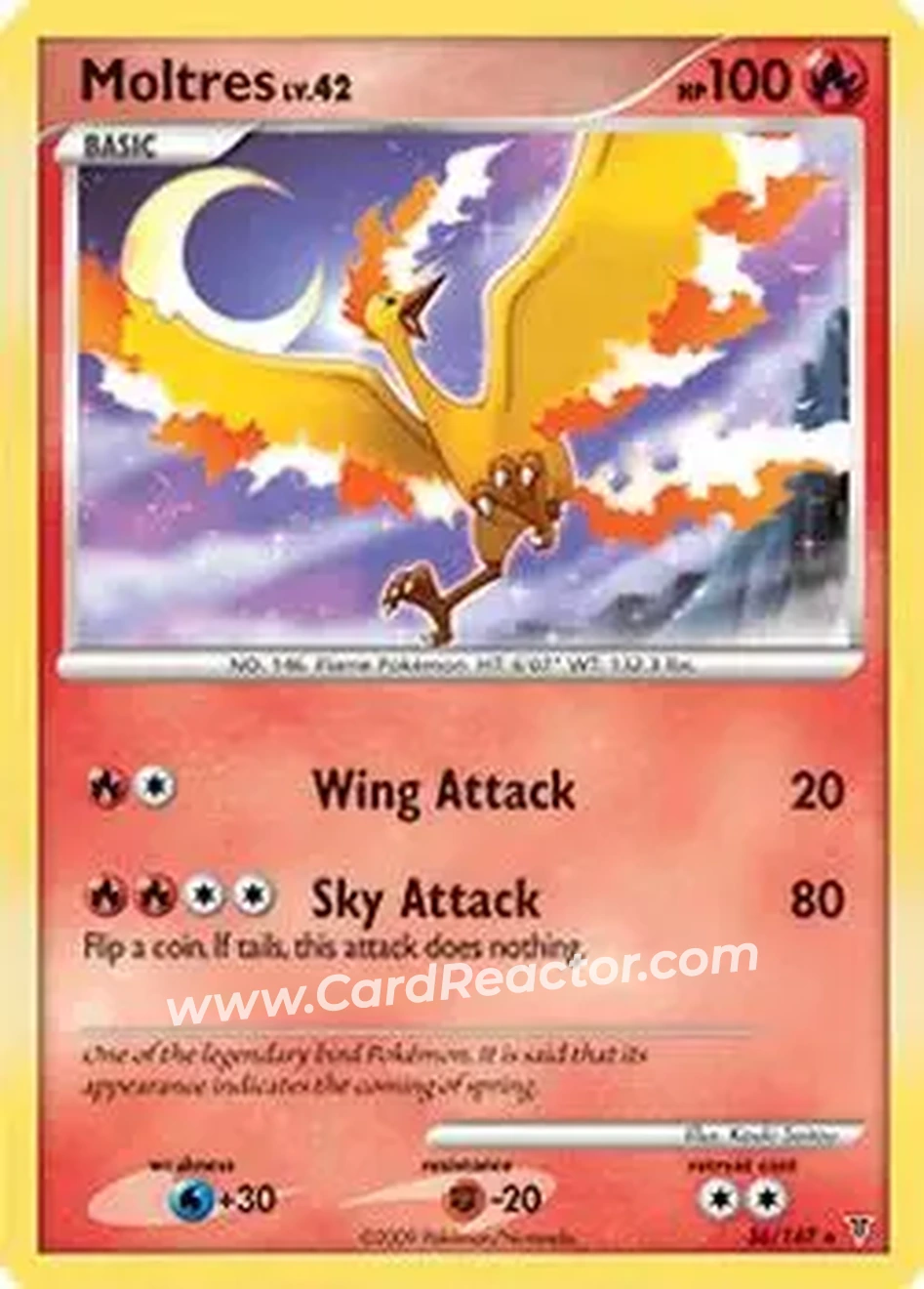 2009 Pokemon Platinum Supreme Victors #36/147 - Moltres - Front