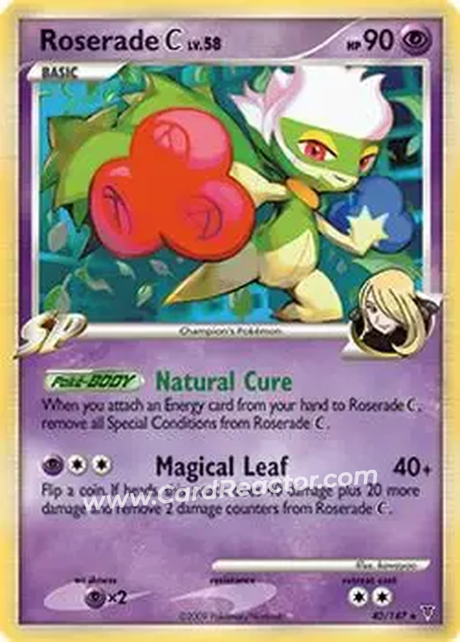 2009 Pokemon Platinum Supreme Victors #40/147 - Cynthia's Roserade - Front