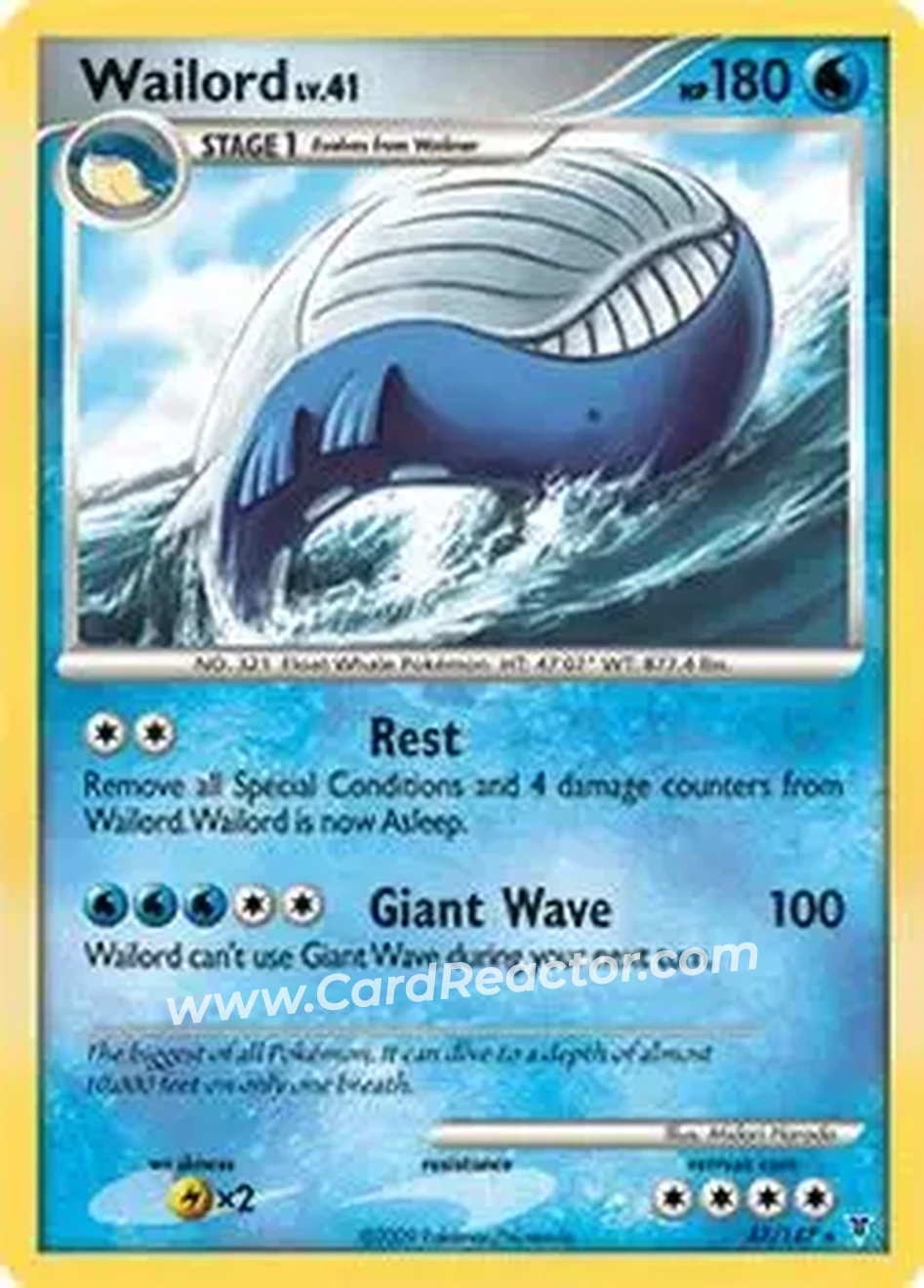 2009 Pokemon Platinum Supreme Victors #47/147 - Wailord ex - Front
