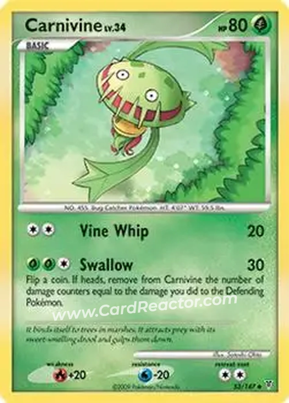 2009 Pokemon Platinum Supreme Victors #53/147 - Carnivine - Front