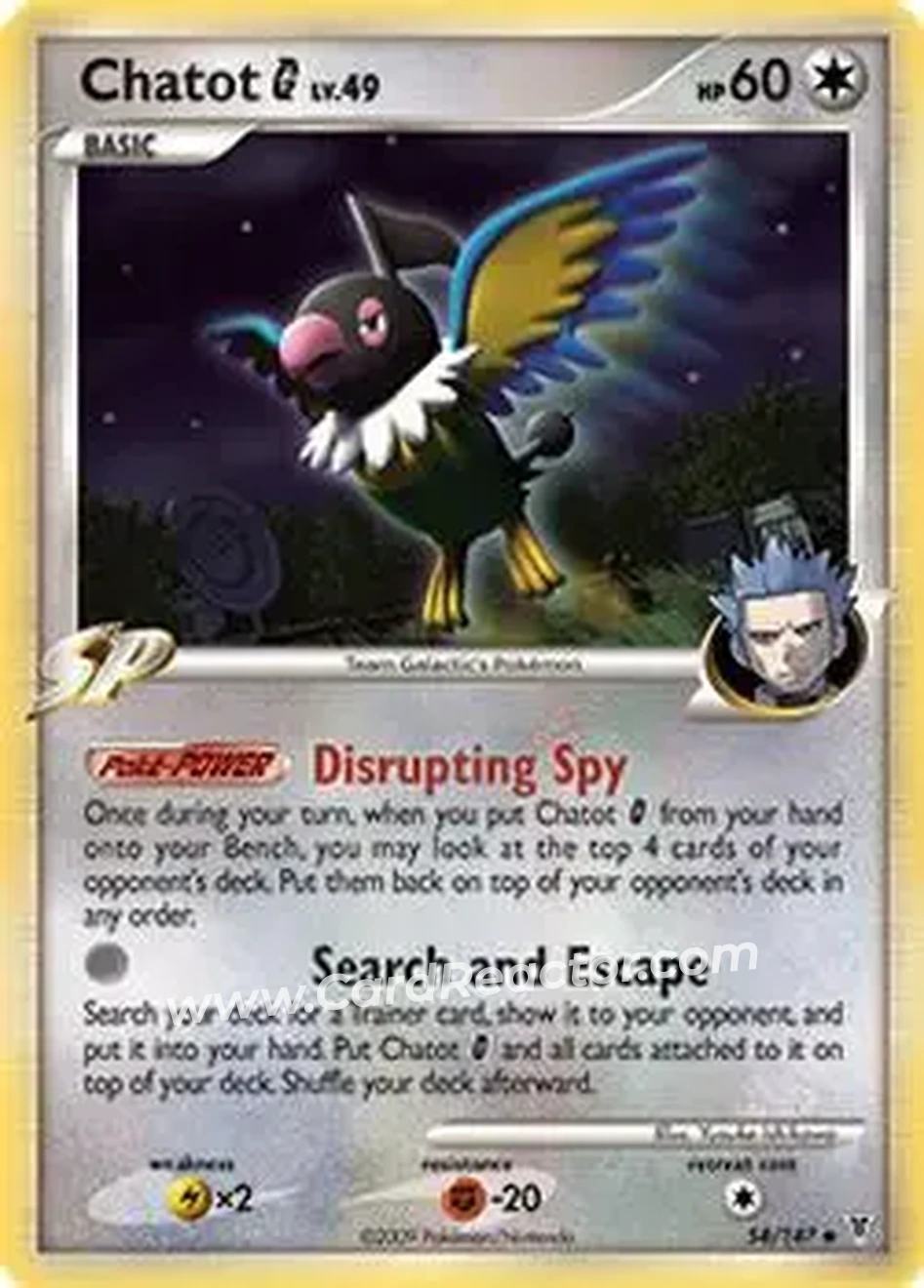 2009 Pokemon Platinum Supreme Victors #54/147 - Chatot - Front