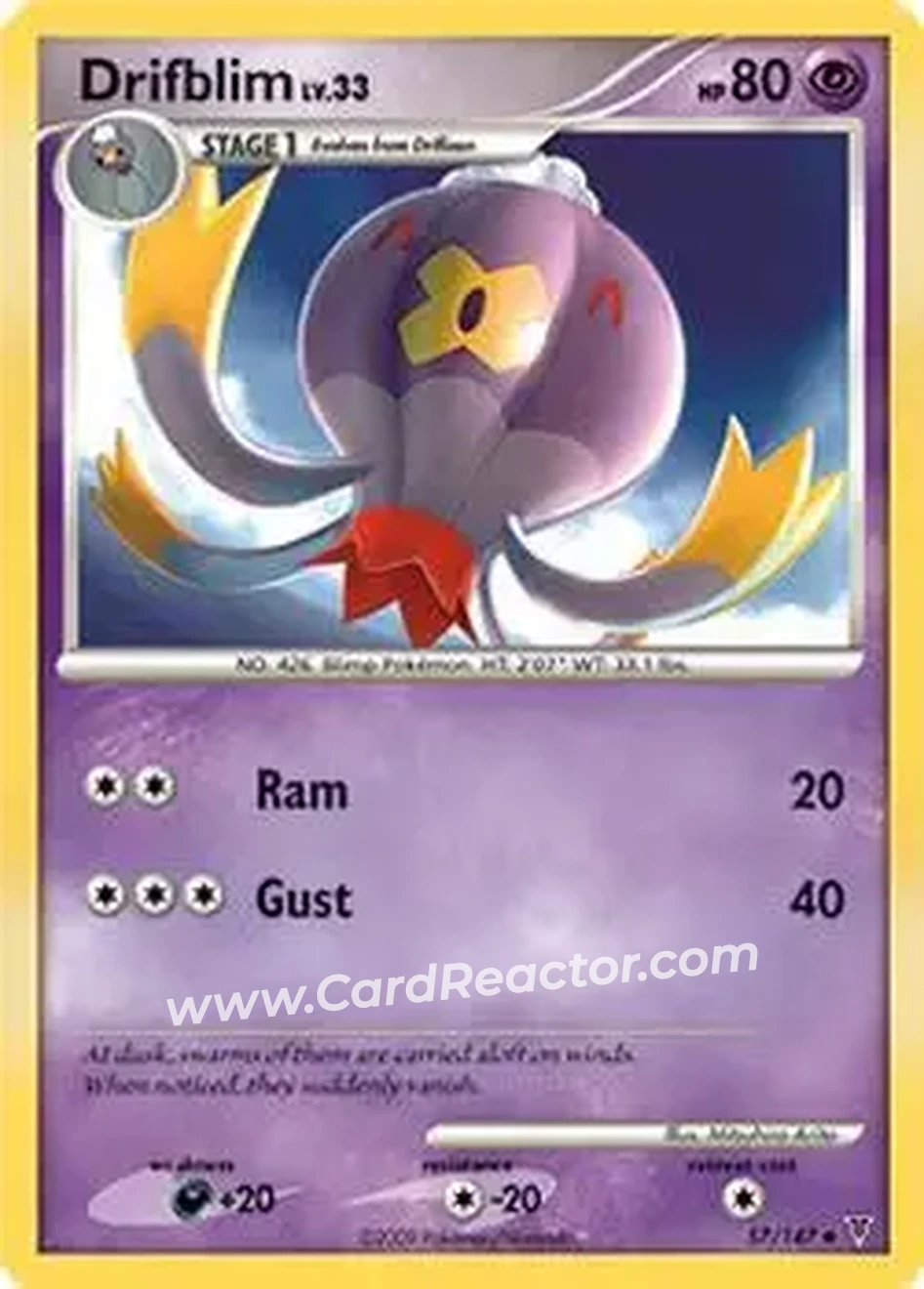 2009 Pokemon Platinum Supreme Victors #57/147 - Drifblim - Front