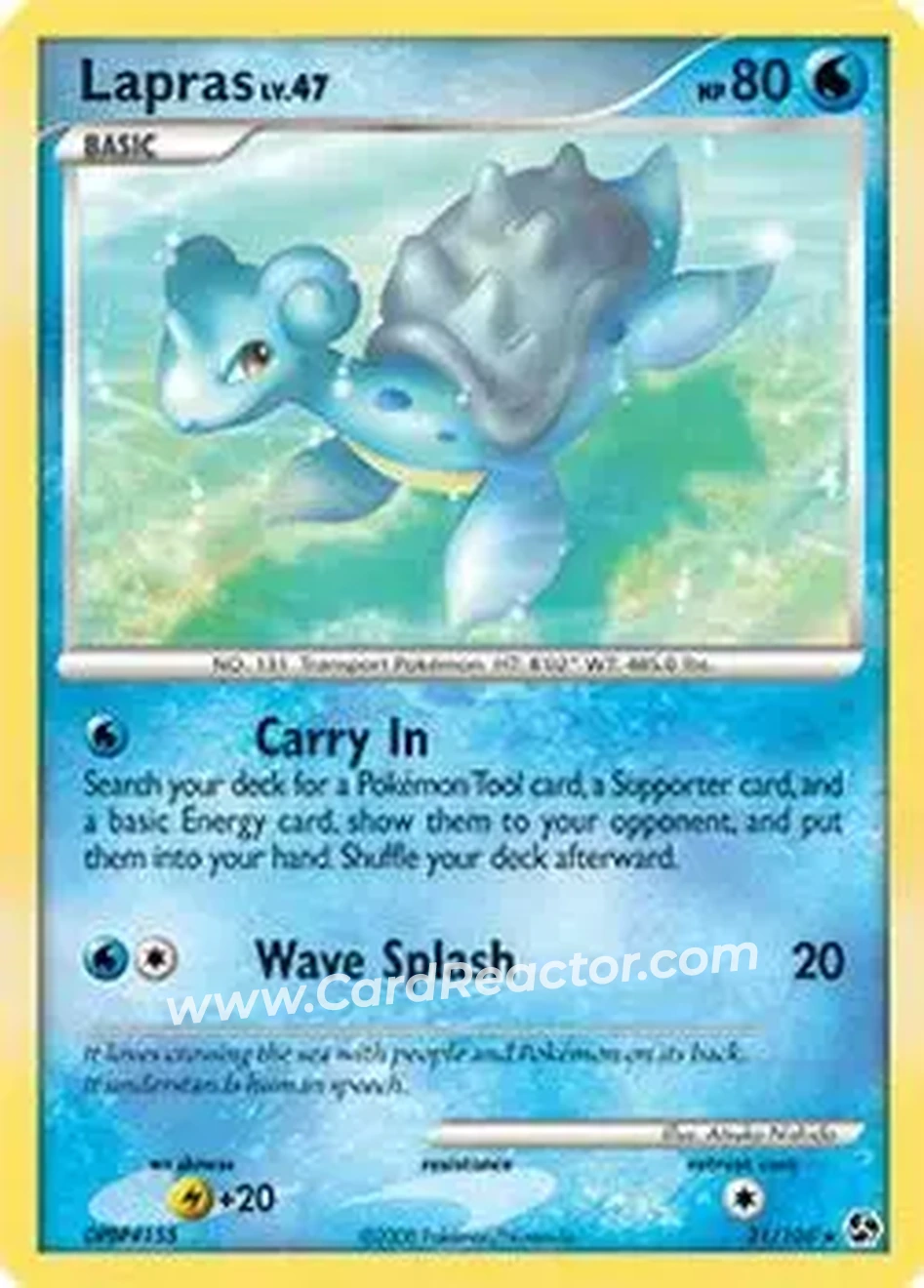 2008 Pokemon Diamond & Pearl Great Encounters #21/106 - Lapras - Front