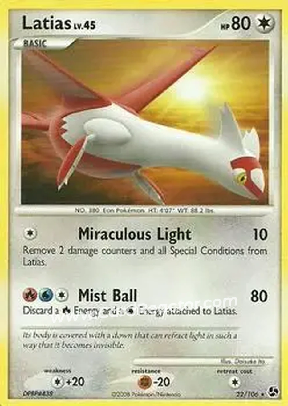 2008 Pokemon Diamond & Pearl Great Encounters #22/106 - Latias ex - Front
