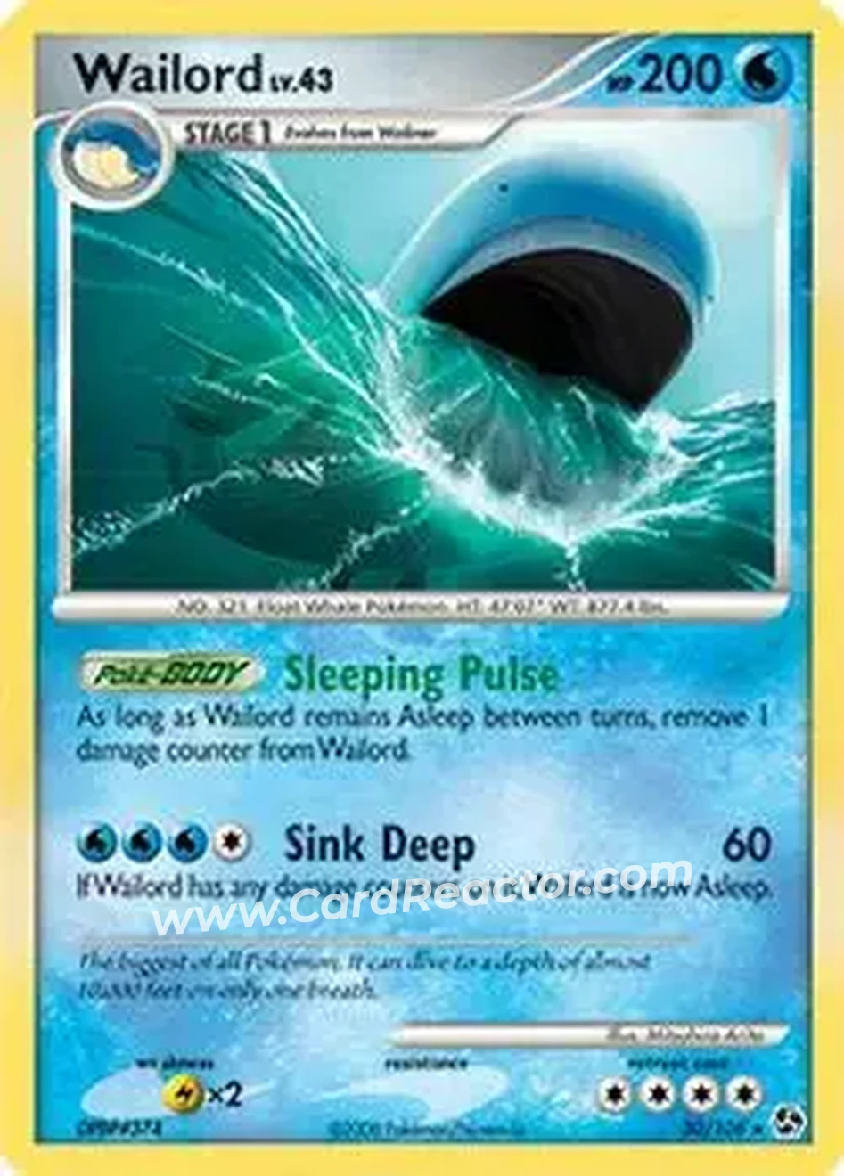 2008 Pokemon Diamond & Pearl Great Encounters #30/106 - Wailord ex - Front