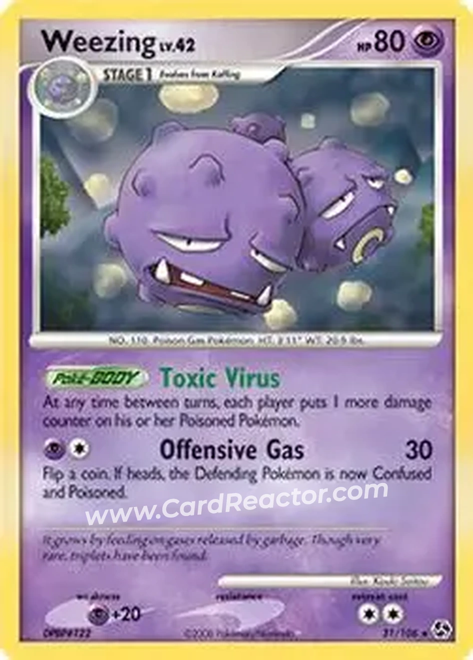 2008 Pokemon Diamond & Pearl Great Encounters #31/106 - Weezing - Front