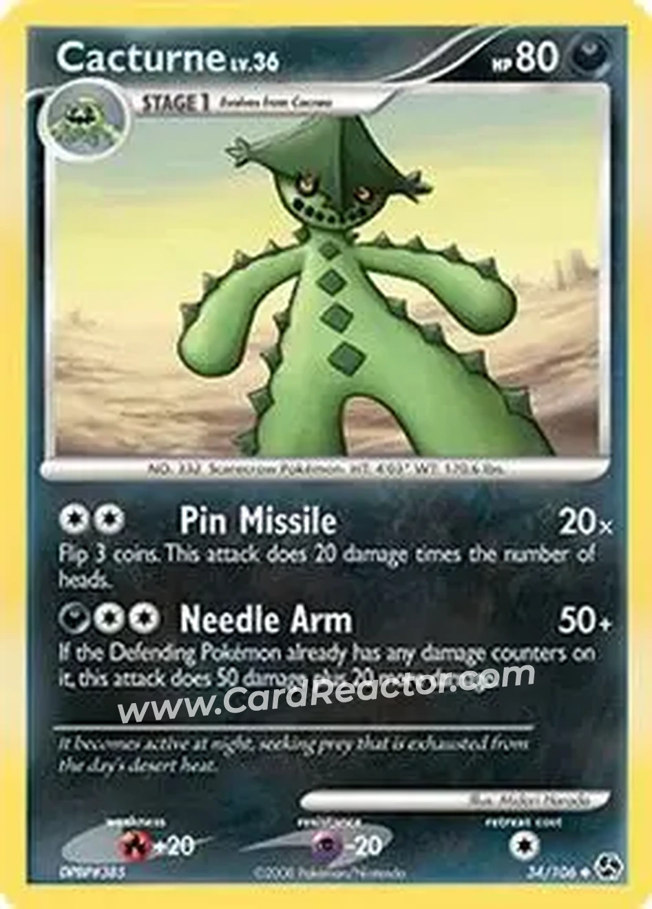 2008 Pokemon Diamond & Pearl Great Encounters #34/106 - ノクタス - Front