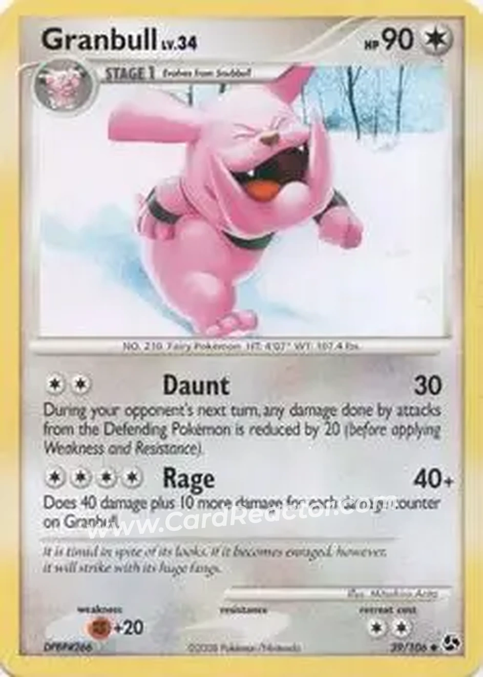 2008 Pokemon Diamond & Pearl Great Encounters #39/106 - Granbull - Front