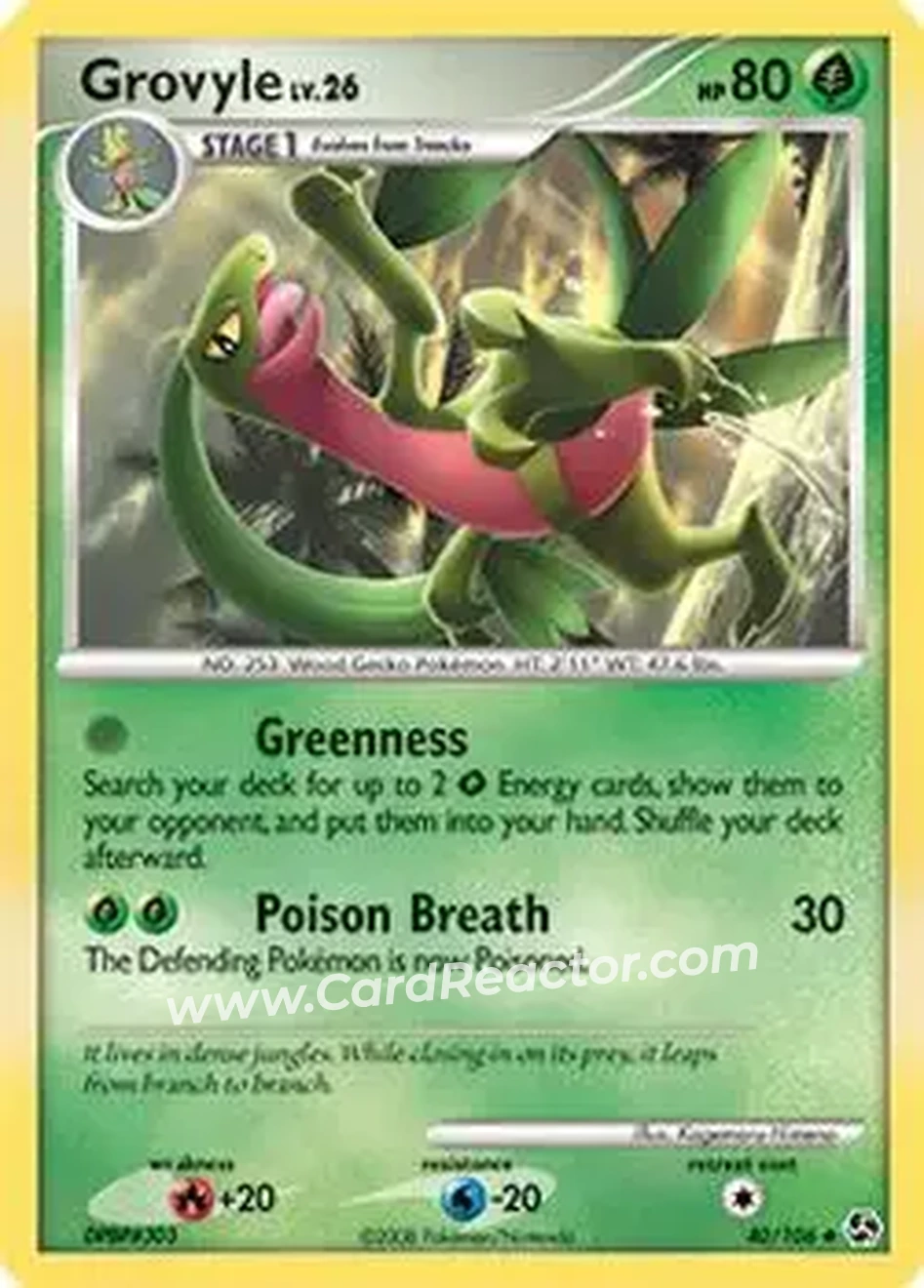 2008 Pokemon Diamond & Pearl Great Encounters #40/106 - Grovyle - Front