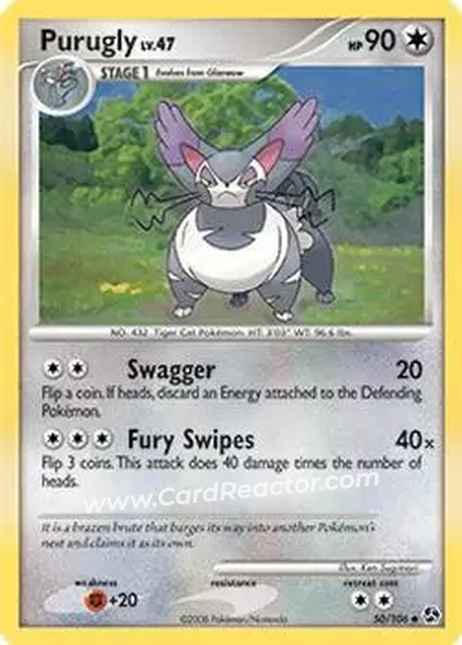 2008 Pokemon Diamond & Pearl Great Encounters #50/106 - Purugly - Front
