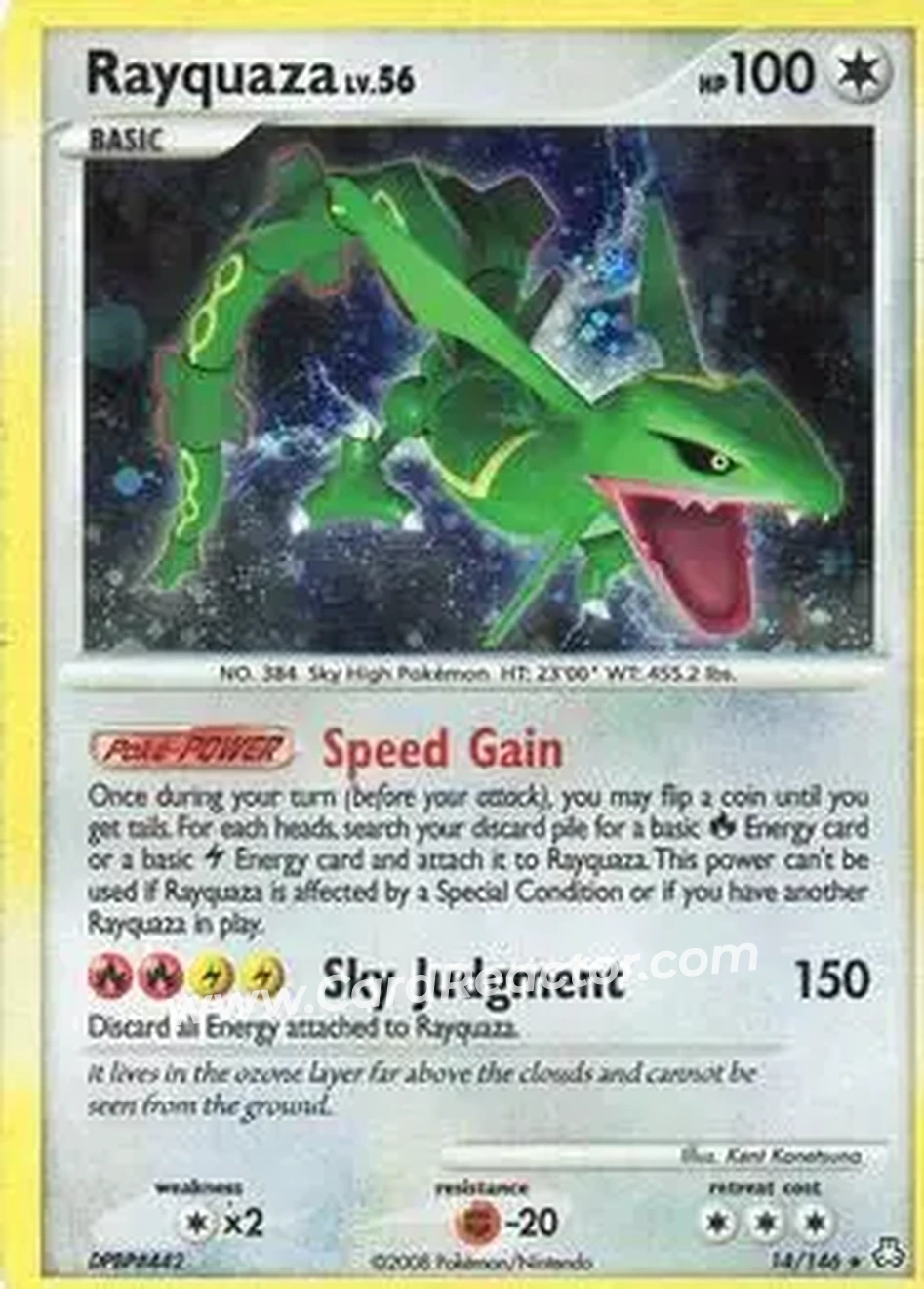 2008 Pokemon Diamond & Pearl Legends Awakened #14/146 - Rayquaza EX - Front