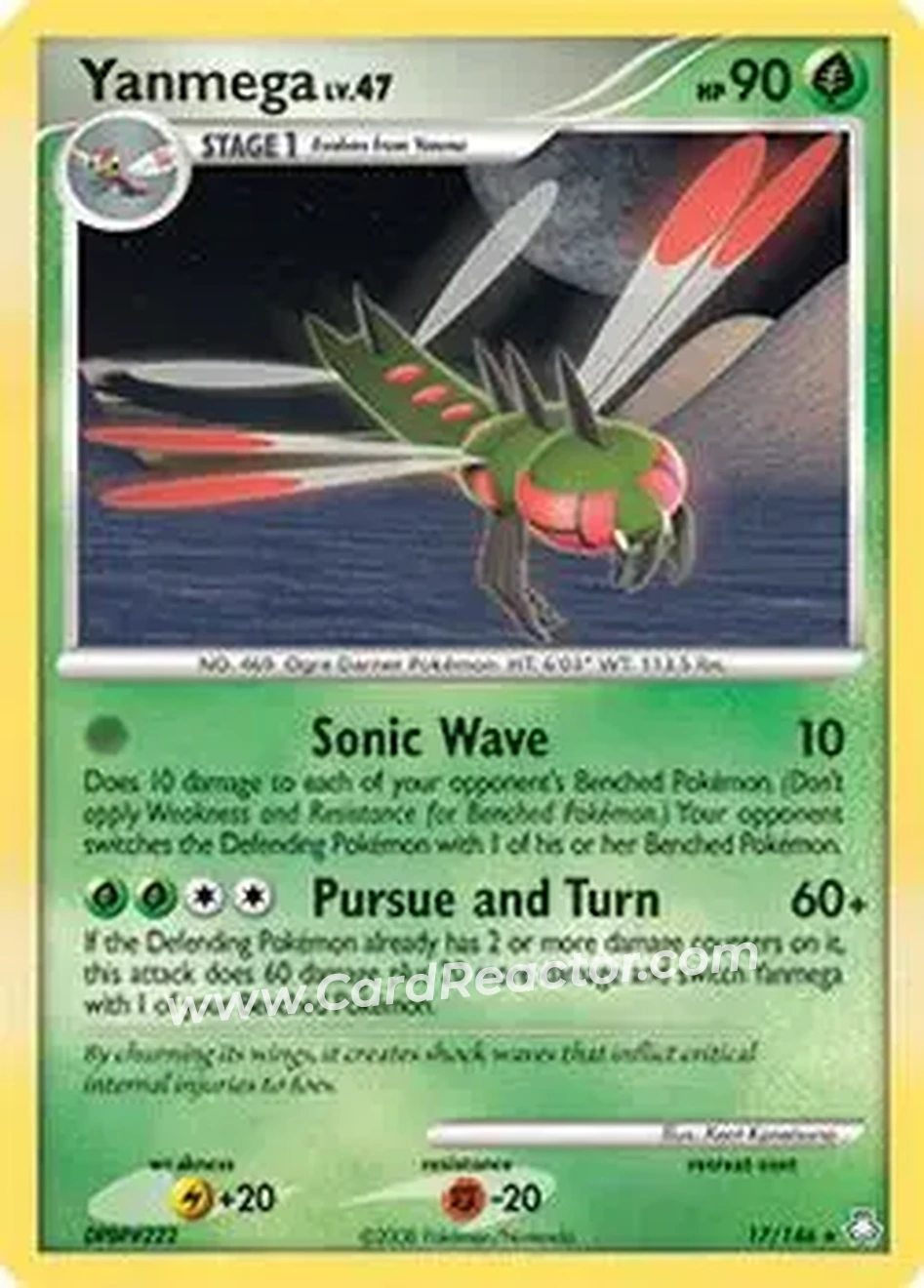 2008 Pokemon Diamond & Pearl Legends Awakened #17/146 - Yanmega - Front