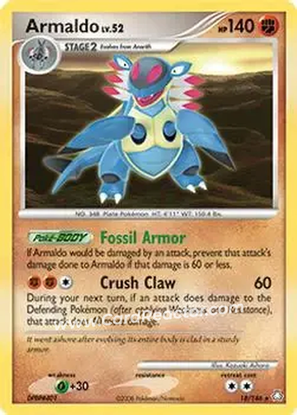 2008 Pokemon Diamond & Pearl Legends Awakened #18/146 - Armaldo - Front