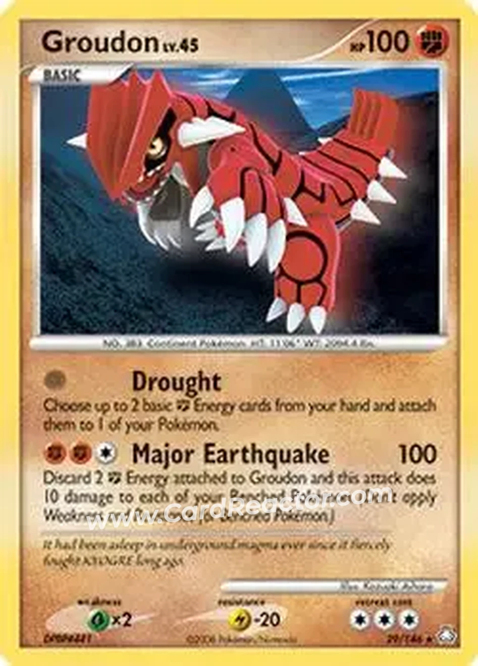 2008 Pokemon Diamond & Pearl Legends Awakened #29/146 - Groudon - Front
