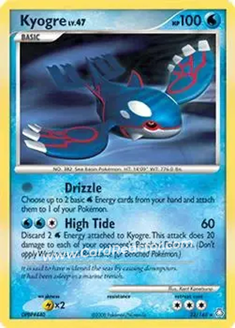 2008 Pokemon Diamond & Pearl Legends Awakened #32/146 - Kyogre - Front