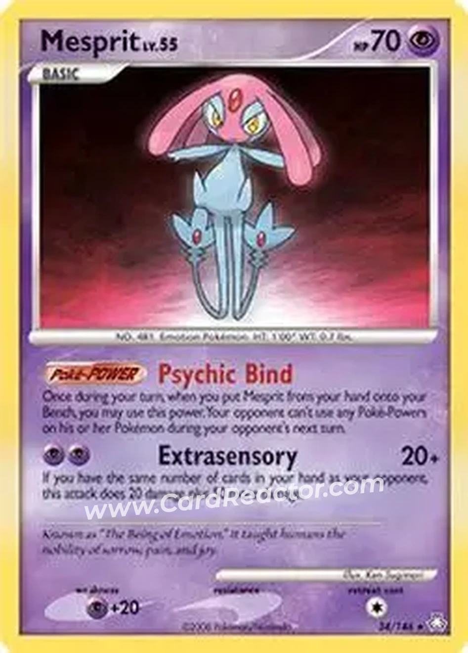2008 Pokemon Diamond & Pearl Legends Awakened #34/146 - Mesprit - Front