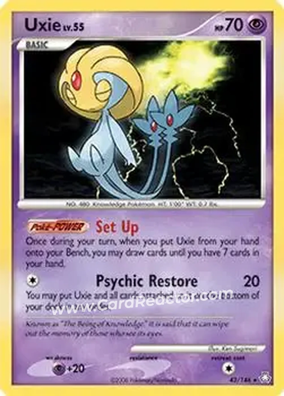 2008 Pokemon Diamond & Pearl Legends Awakened #43/146 - Uxie - Front