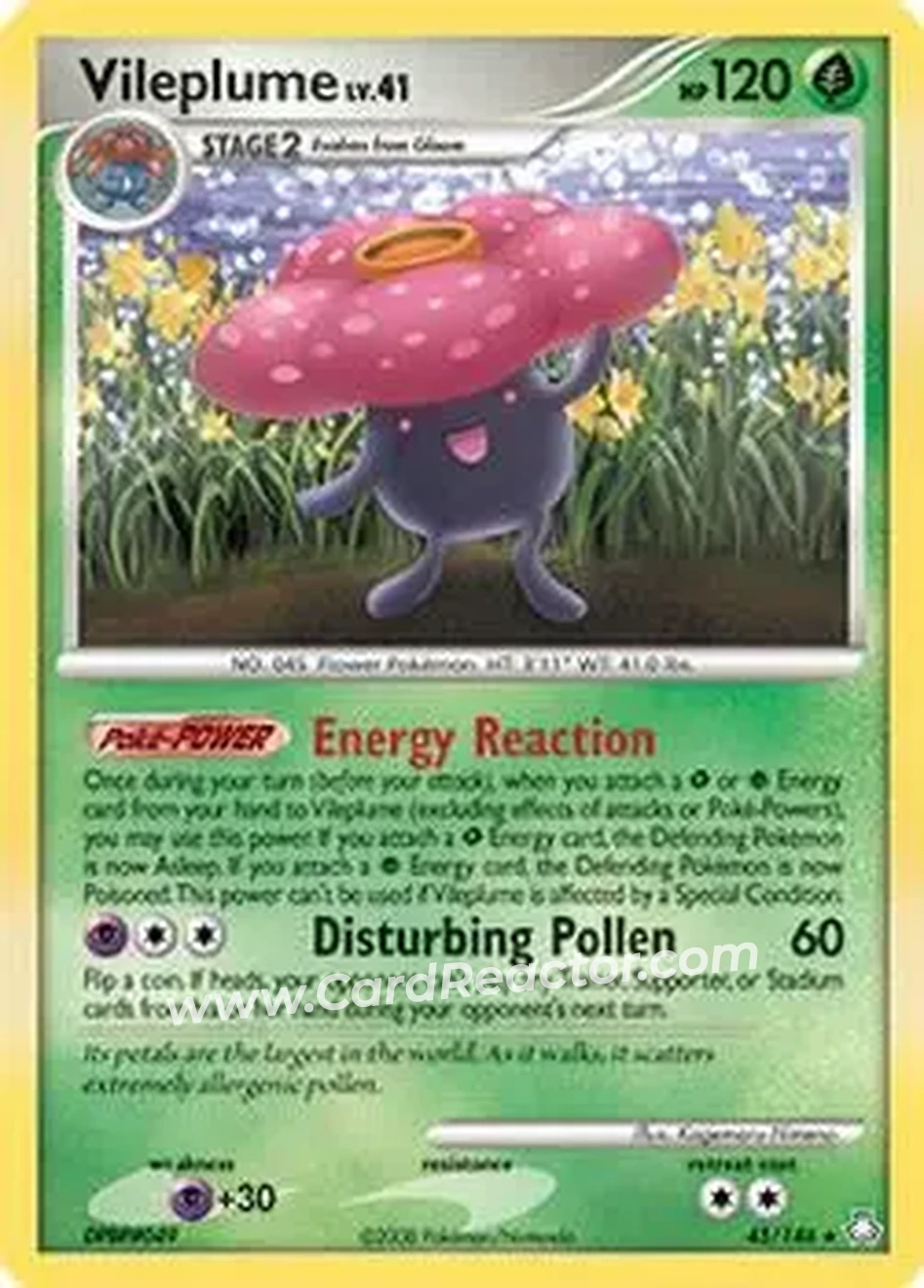 2008 Pokemon Diamond & Pearl Legends Awakened #45/146 - Vileplume - Front