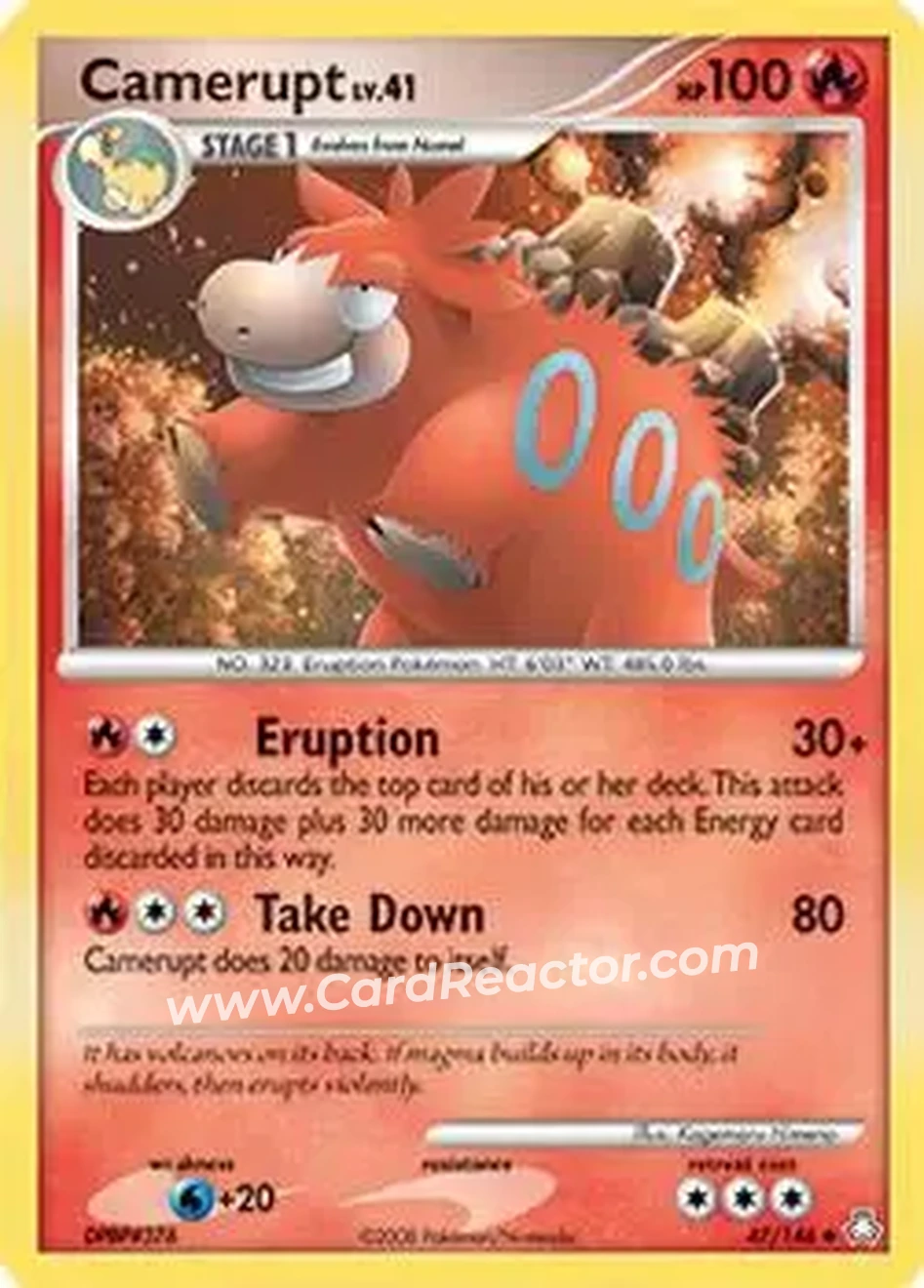 2008 Pokemon Diamond & Pearl Legends Awakened #47/146 - Camerupt - Front