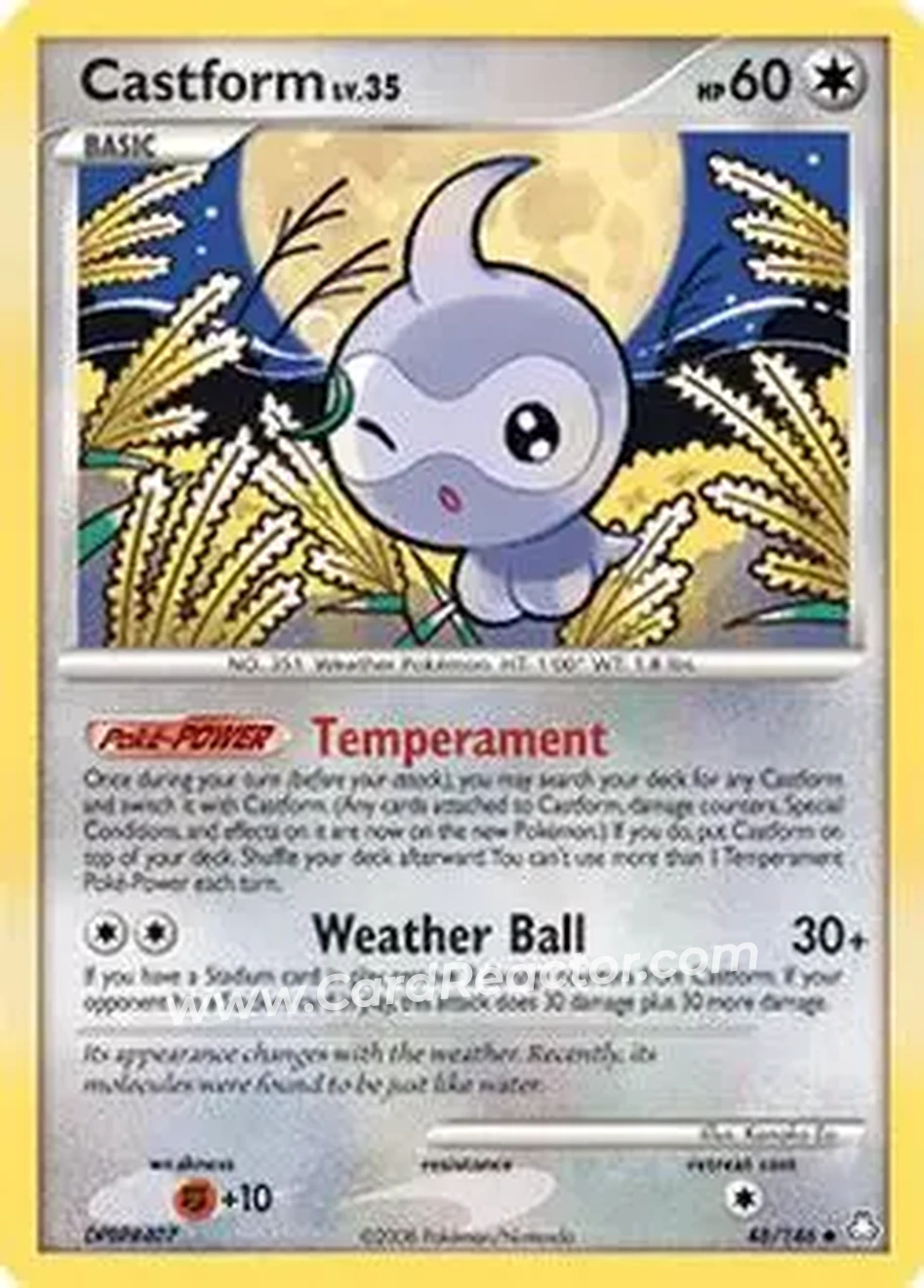 2008 Pokemon Diamond & Pearl Legends Awakened #48/146 - Castform Sunny Form - Front