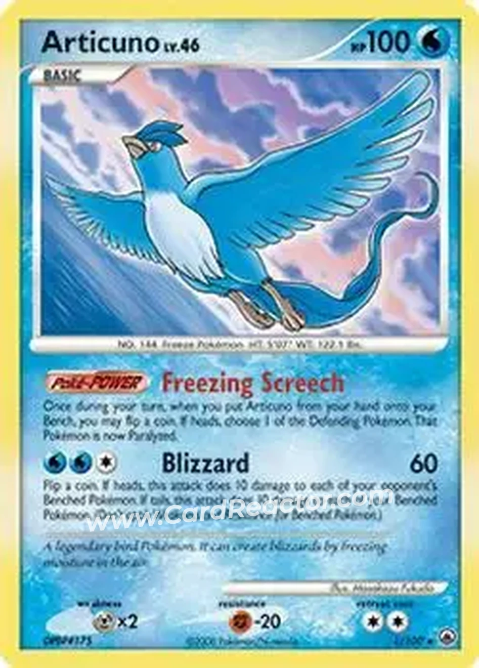 2008 Pokemon Diamond & Pearl Majestic Dawn #1/100 - Articuno - Front