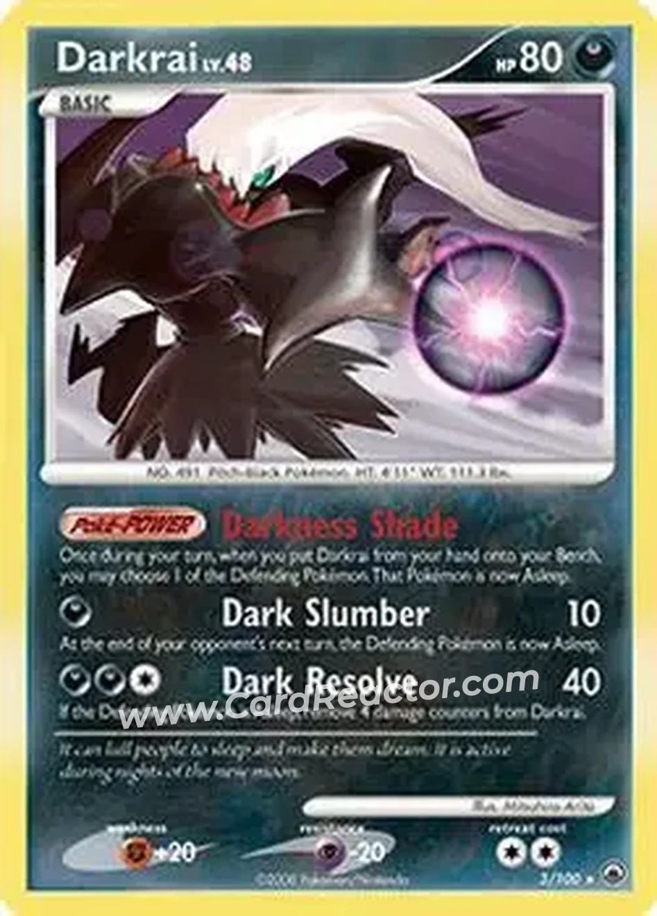 2008 Pokemon Diamond & Pearl Majestic Dawn #3/100 - Mega Darkrai ex - Front