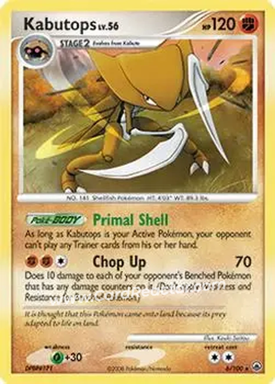 2008 Pokemon Diamond & Pearl Majestic Dawn #6/100 - Kabutops - Front
