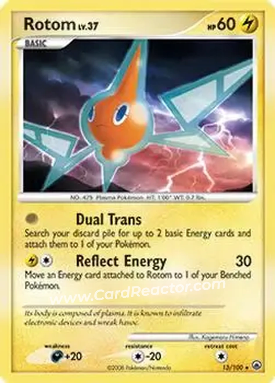 2008 Pokemon Diamond & Pearl Majestic Dawn #13/100 - Rotom - Front