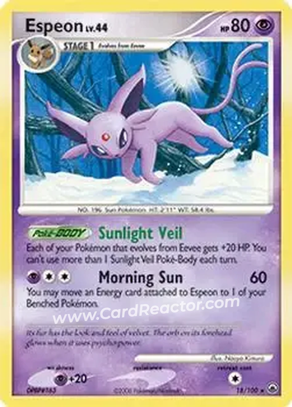 2008 Pokemon Diamond & Pearl Majestic Dawn #18/100 - Espeon - Front